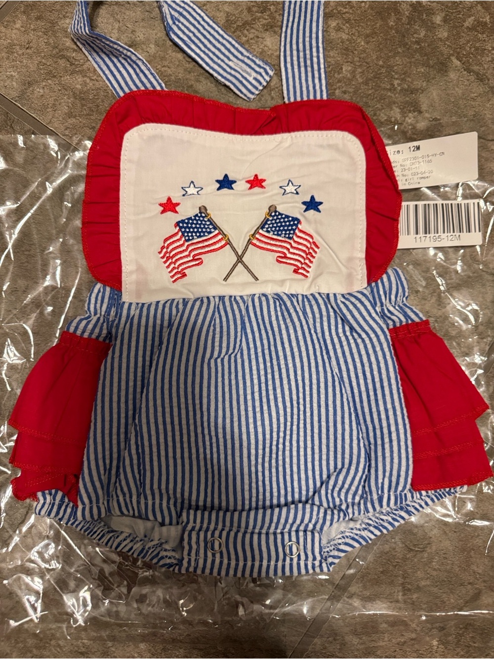 Honeydew USA Baby Patriotic Striped Romper in Red, White & Blue